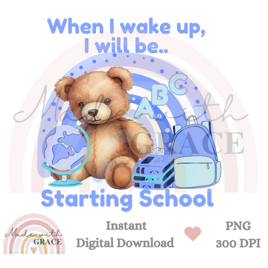 DIGITAL DOWNLOAD PNG - STARTING SCHOOL BLUE