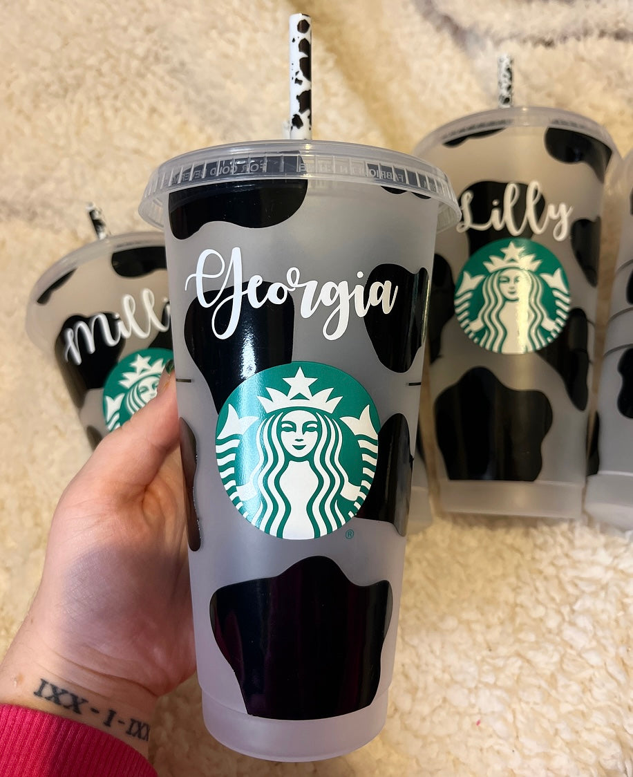 Cow Print Personalised 24oz SB Cold Cup