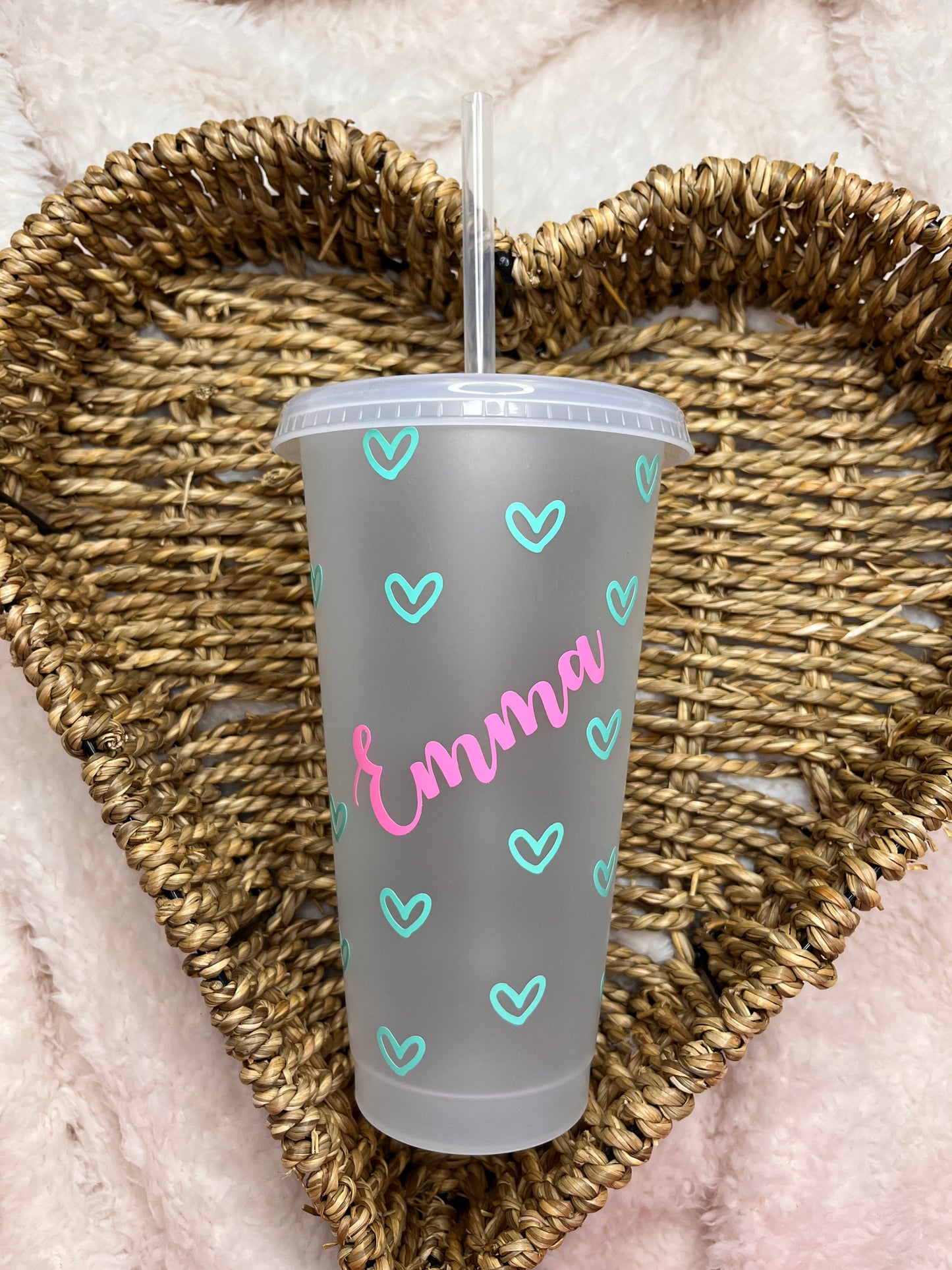 Hearts Personalised 24oz Cold Cup