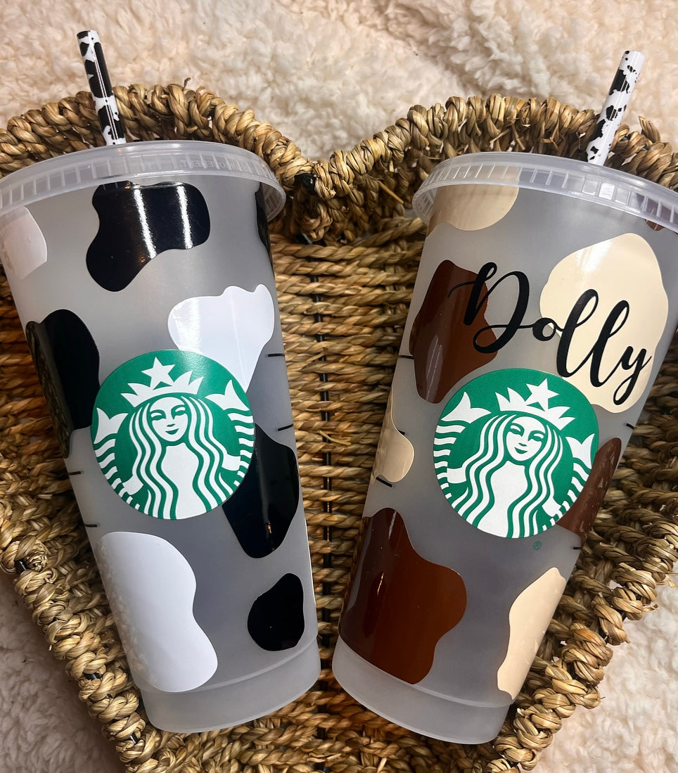 Cow Print Personalised 24oz SB Cold Cup