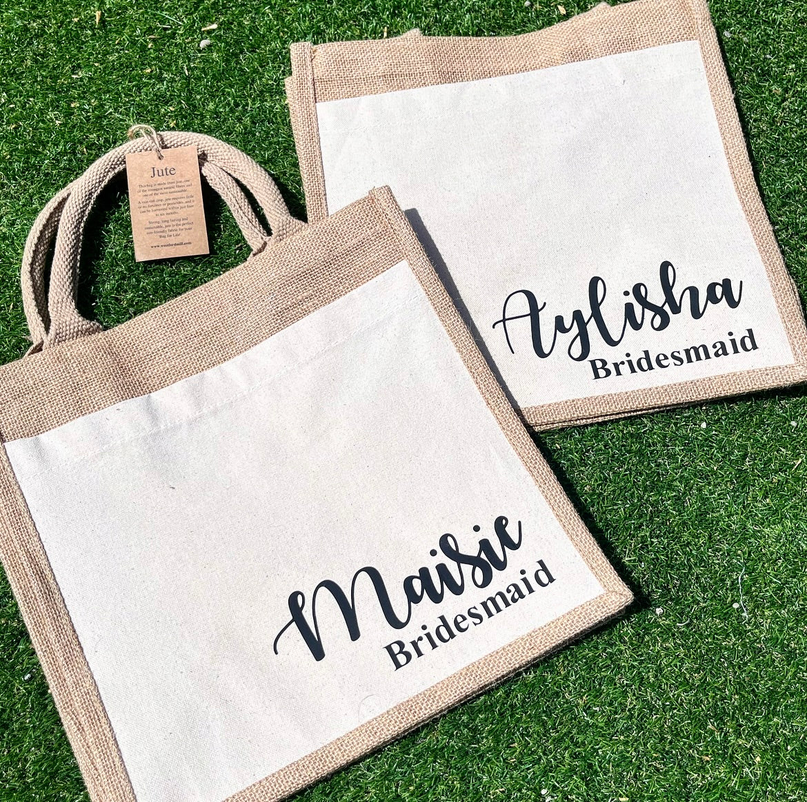 Personalised Bridesmaid Jute Bags