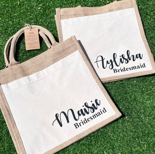 Personalised Bridesmaid Jute Bags